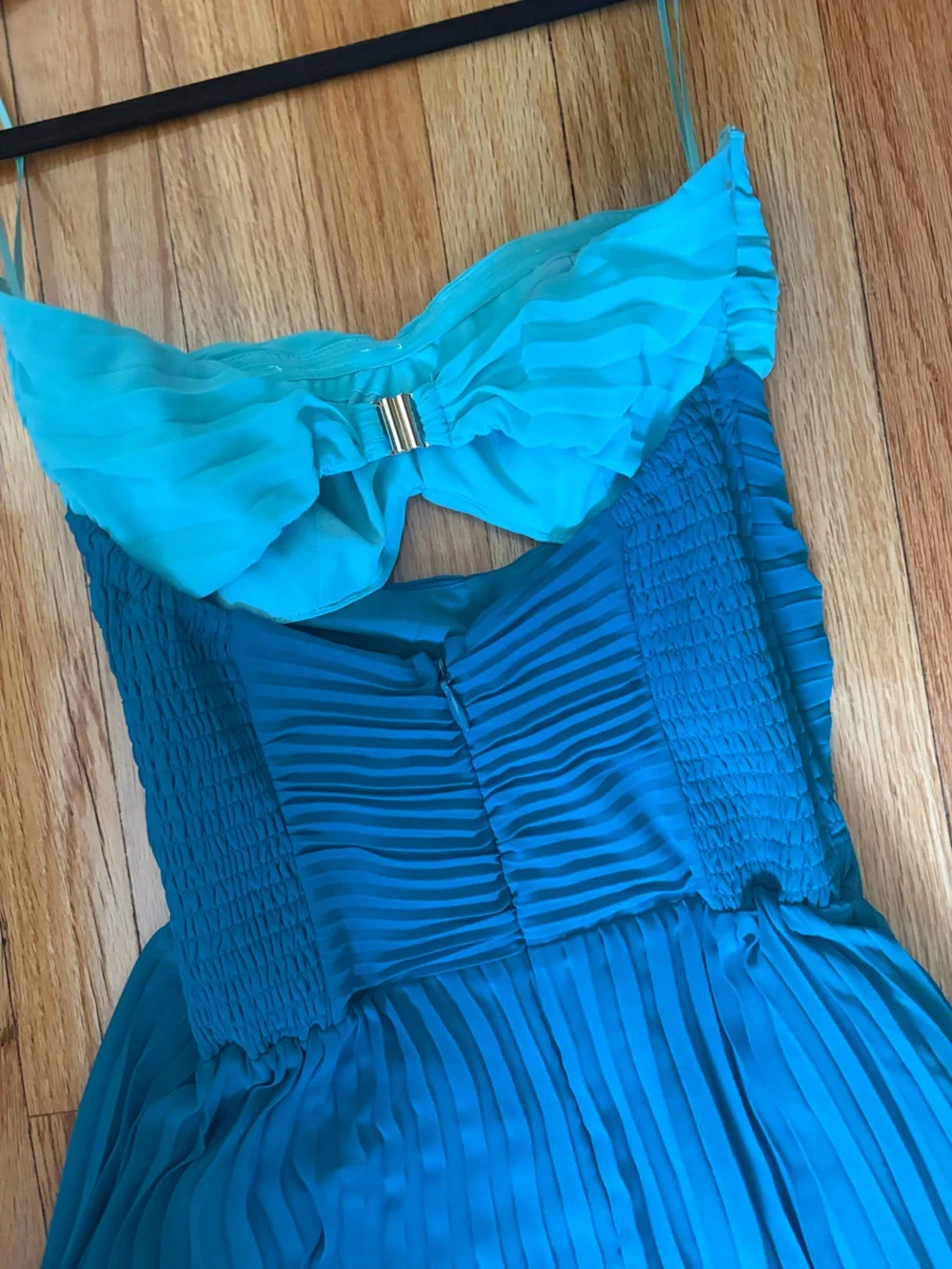Abercrombie & Fitch Teal and Aqua Pleated Maxi Dress